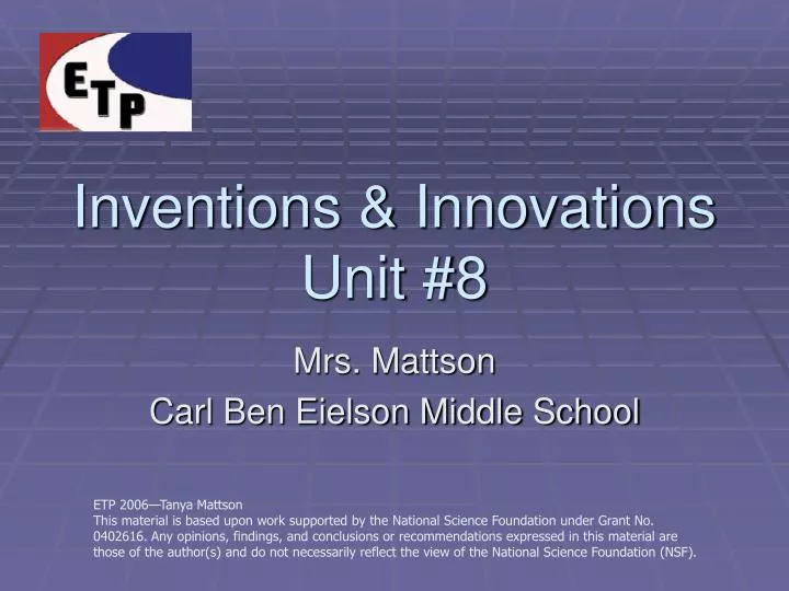 inventions innovations unit 8