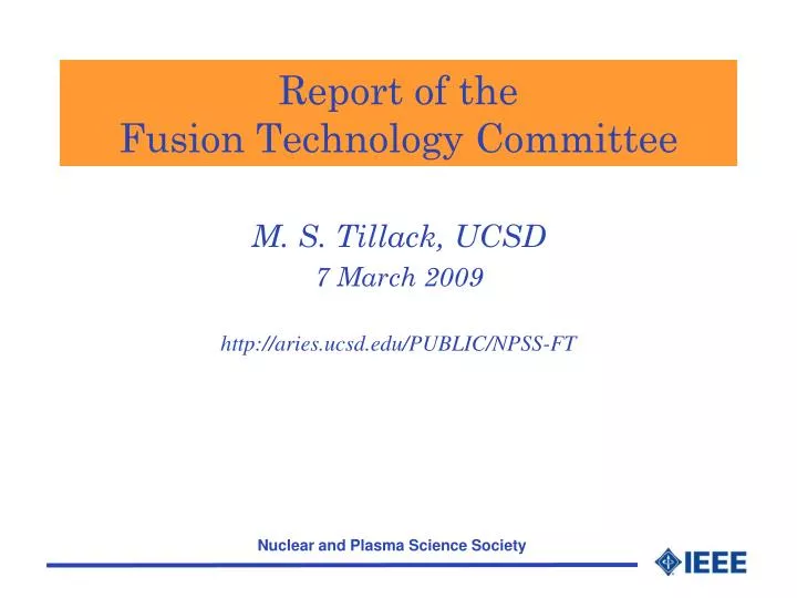 report of the fusion technology committee