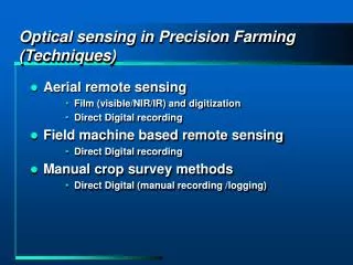 Optical sensing in Precision Farming (Techniques)