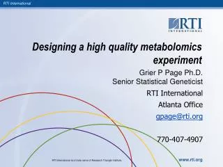 Designing a high quality metabolomics experiment
