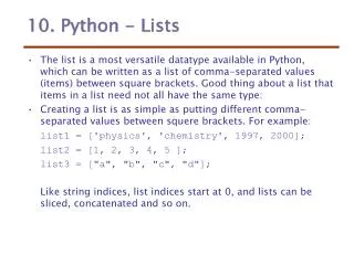 10. Python - Lists