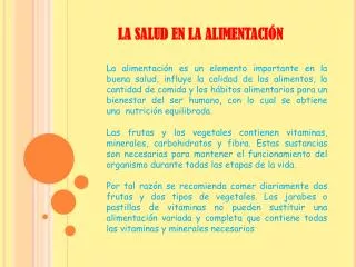 la salud en la alimentaci n