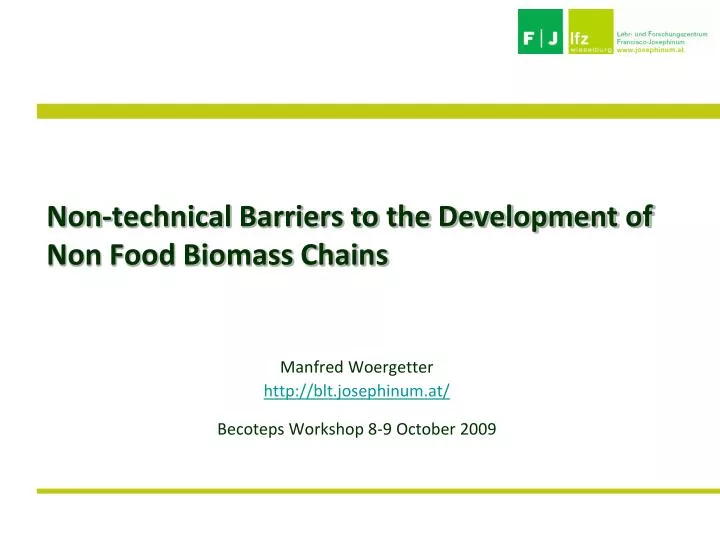 non technical barriers to the development of non food biomass chains