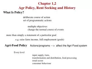 Chapter 1,2 Agr Policy, Rent Seeking and History