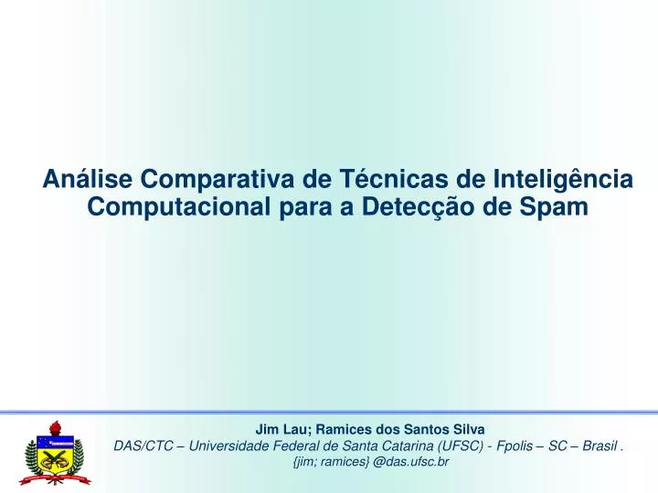 an lise comparativa de t cnicas de intelig ncia computacional para a detec o de spam