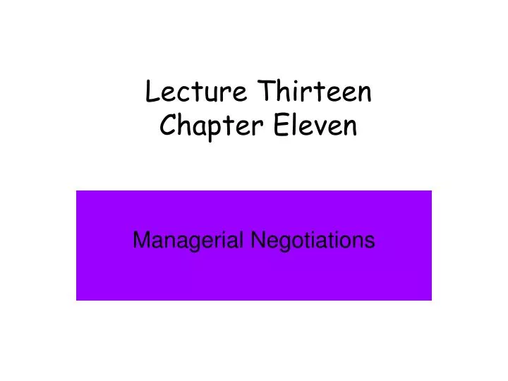 lecture thirteen chapter eleven