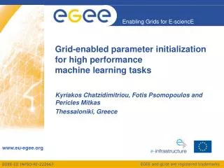 Grid-enabled parameter initialization for high performance machine learning tasks