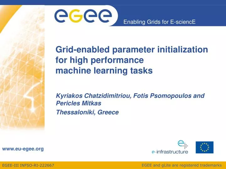 grid enabled parameter initialization for high performance machine learning tasks