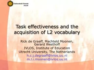 Task effectiveness and the acquisition of L2 vocabulary