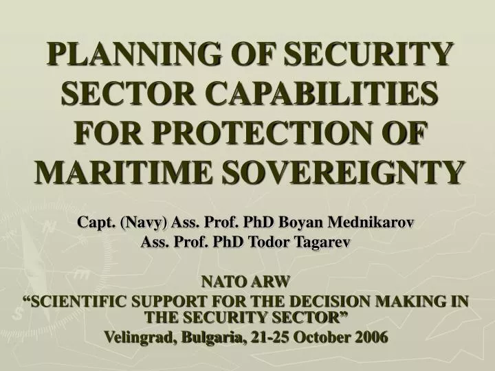 planning of security sector capabilities for protection of maritime sovereignty