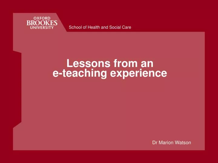 lessons from an e teaching experience