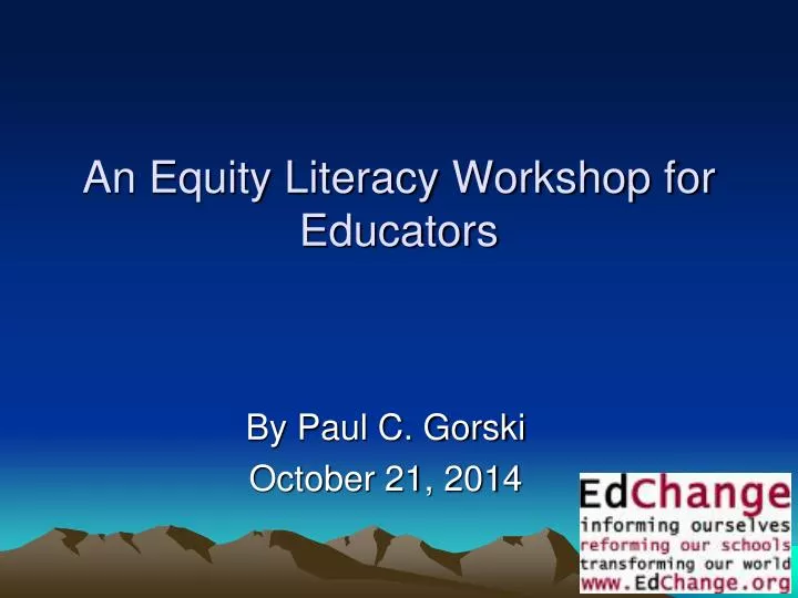 an equity literacy workshop for educators