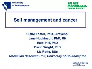 Self management and cancer