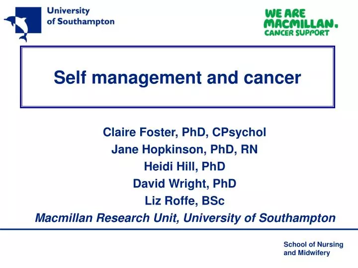 self management and cancer
