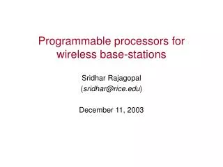 Programmable processors for wireless base-stations