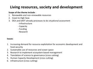 Living resources, society and development