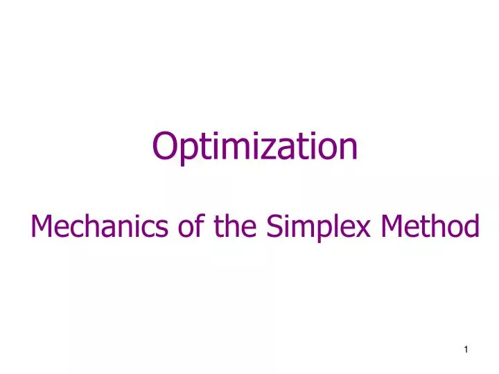 optimization mechanics of the simplex method
