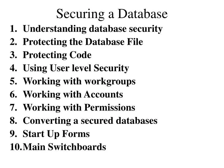 securing a database