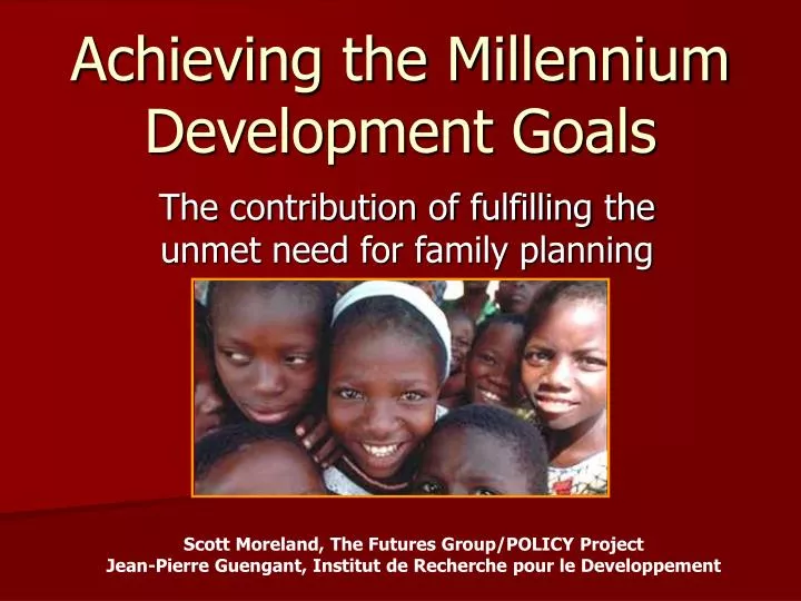 achieving the millennium development goals