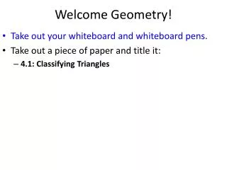 Welcome Geometry!