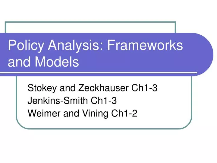 policy analysis frameworks and models