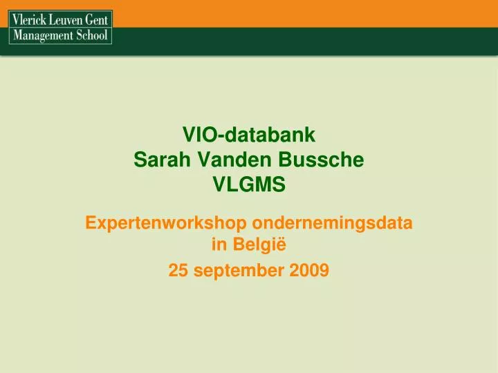 vio databank sarah vanden bussche vlgms