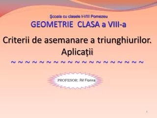 criterii de asemanare a triunghiurilor aplica ii