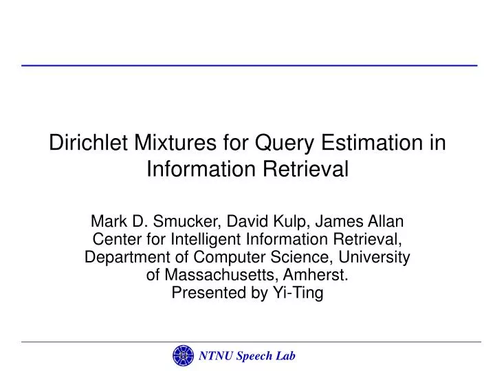 dirichlet mixtures for query estimation in information retrieval