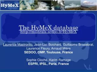 The HyMeX database mistrals.sedoo.fr/HyMeX