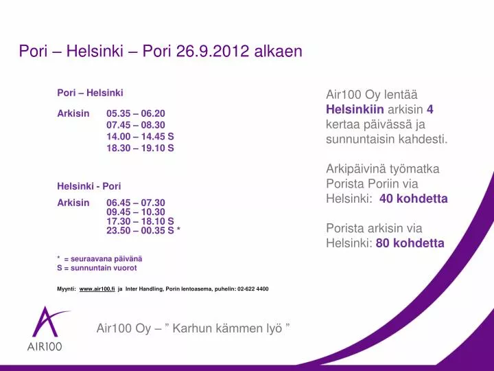 pori helsinki pori 26 9 2012 alkaen