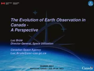 The Evolution of Earth Observation in Canada - A Perspective