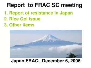 Report to FRAC SC meeting