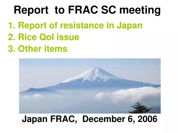 report to frac sc meeting