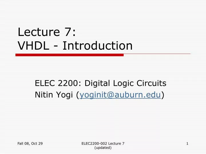 lecture 7 vhdl introduction