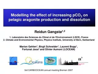 Modelling the effect of increasing pCO 2 on pelagic aragonite production and dissolution