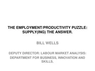 THE EMPLOYMENT/PRODUCTIVITY PUZZLE: SUPPLY(ING) THE ANSWER.