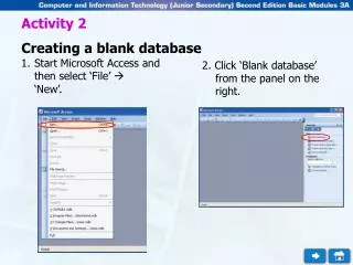 Activity 2 Creating a blank database