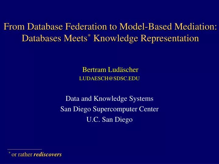 from database federation to model based mediation databases meets knowledge representation