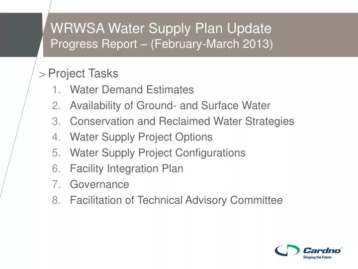 wrwsa water supply plan update progress report february march 2013
