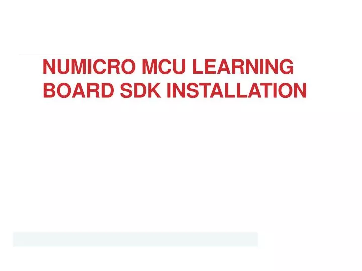 numicro mcu learning board sdk installation