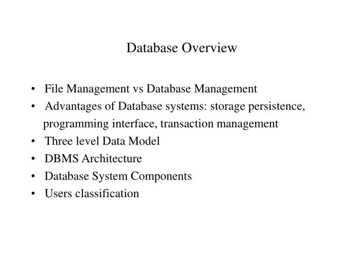 database overview