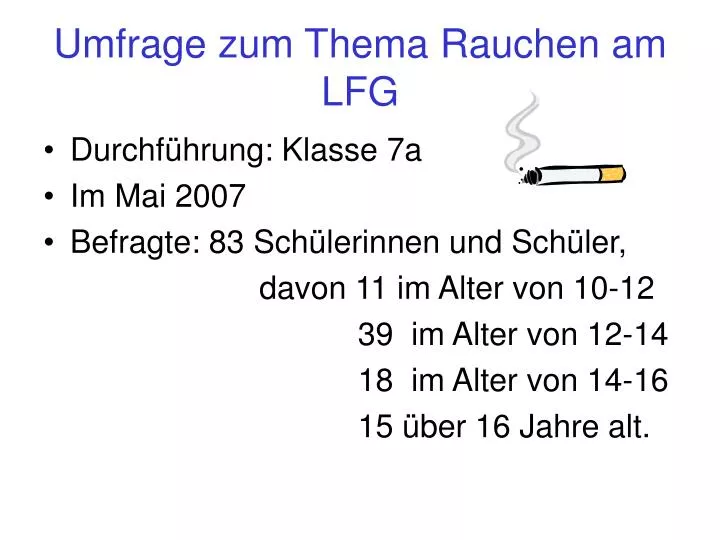 umfrage zum thema rauchen am lfg