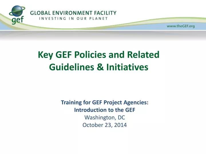 key gef policies and related guidelines initiatives