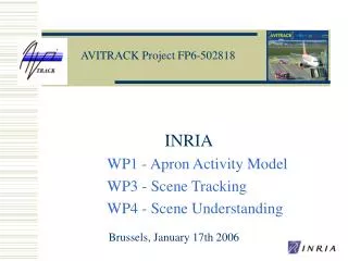 INRIA WP1 - Apron Activity Model WP3 - Scene Tracking WP4 - Scene Understanding