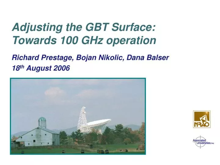 adjusting the gbt surface towards 100 ghz operation