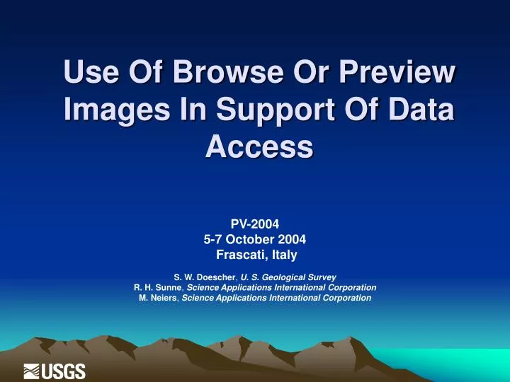 use of browse or preview images in support of data access