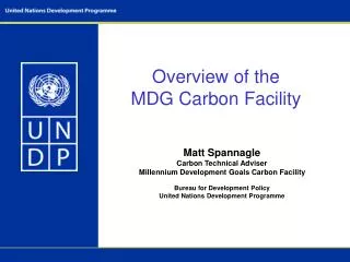 Overview of the MDG Carbon Facility