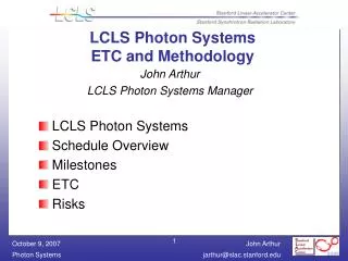 LCLS Photon Systems ETC and Methodology