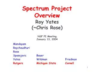 Spectrum Project Overview Roy Yates (~Chris Rose) NSF PI Meeting January 13, 2004