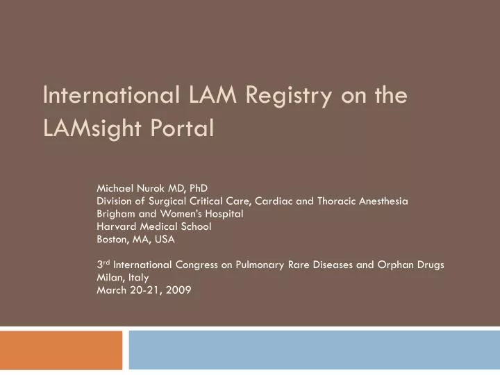 international lam registry on the lamsight portal